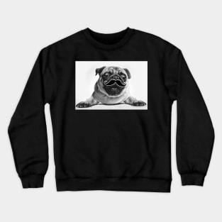 Cute Pug Mustache - Funny Dog Beard Gift Crewneck Sweatshirt